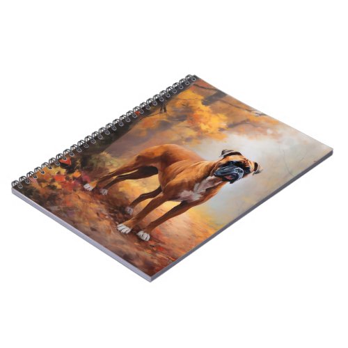 Boxer in Autumn Leaves Fall Inspire  Notebook