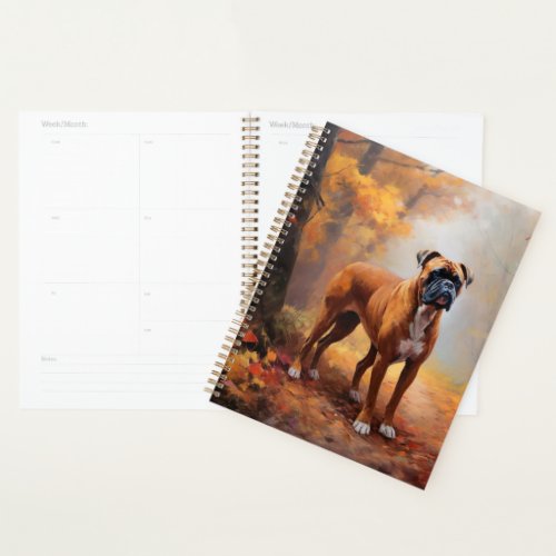Boxer in Autumn Leaves Fall Inspire  Planner