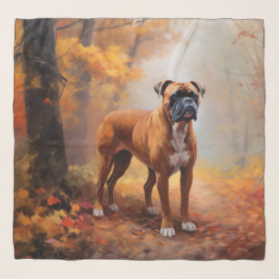Boxer in Autumn Leaves Fall Inspire Scarf