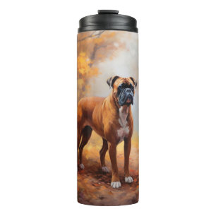 Boxer in Autumn Leaves Fall Inspire Thermal Tumbler