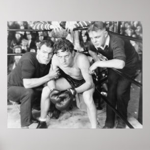 Boxer in corner with trainersboxing, vintage, retr poster