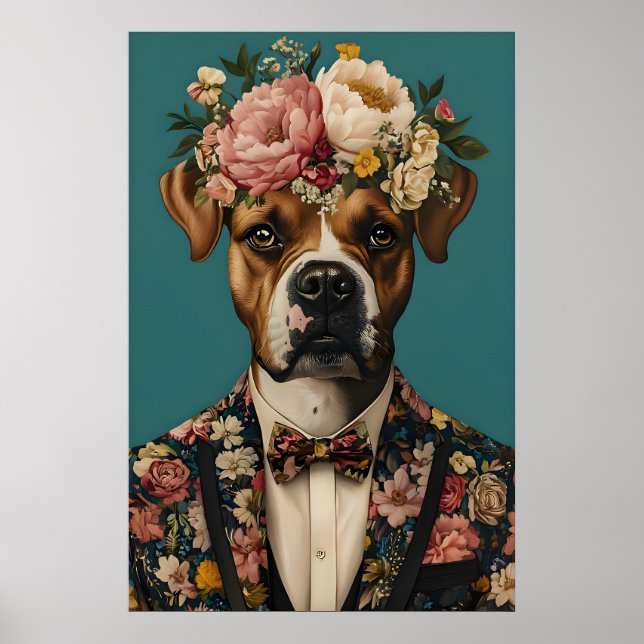 Boxer In Suit Poster, Boxer Portrait, Boxer Oil Poster (Front)