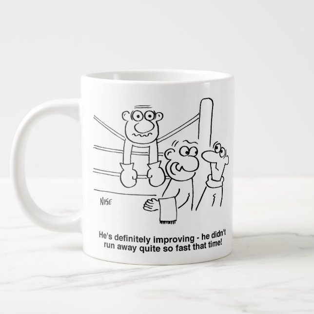 Boxer in the Boxing Ring. Boxing Match Giant Coffee Mug (Left)