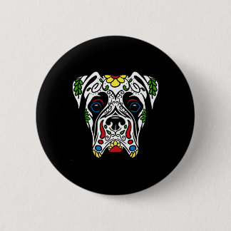 Boxer In White - Government Agencyd Sugar Skull Button