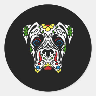 Boxer In White - Government Agencyd Sugar Skull Classic Round Sticker