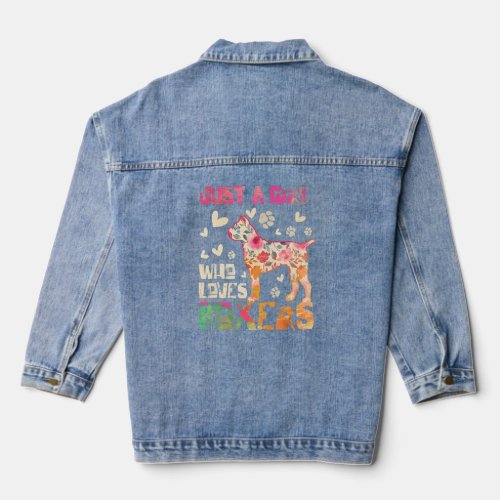 Boxer Just A Girl Who Loves Boxers Dog Flower Wome Denim Jacket