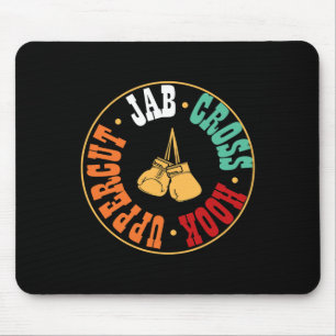 Boxer Kickboxing Workout Gift Jab Cross Hook Upper Mouse Pad