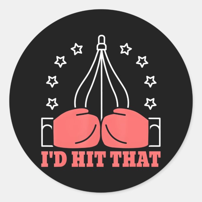 Boxer Knockout Punch Sports Fight Boxing Gloves Classic Round Sticker (Front)