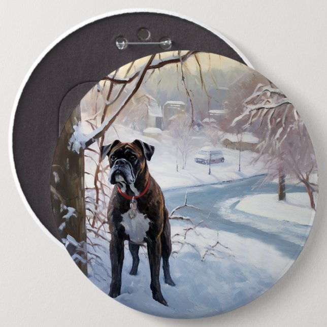 Boxer Let It Snow Christmas Button (Front & Back)