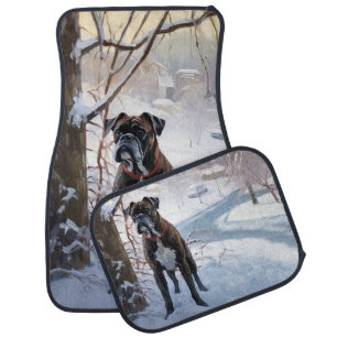 Boxer Let It Snow Christmas Car Floor Mat