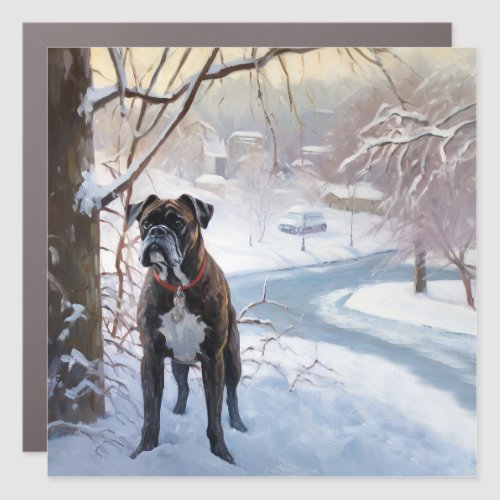 Boxer Let It Snow Christmas Car Magnet