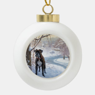 Boxer Let It Snow Christmas Ceramic Ball Christmas Ornament