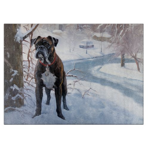 Boxer Let It Snow Christmas Cutting Board
