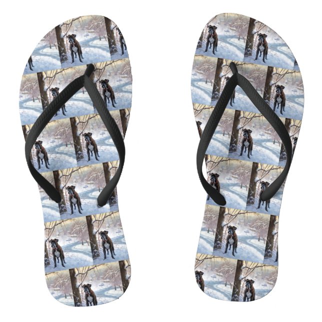 Boxer Let It Snow Christmas Flip Flops (Footbed)