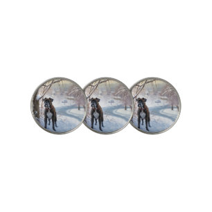 Boxer Let It Snow Christmas Golf Ball Marker