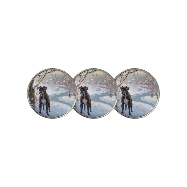 Boxer Let It Snow Christmas Golf Ball Marker (3 Up)