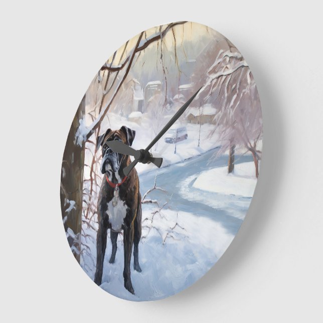 Boxer Let It Snow Christmas Large Clock (Angle)