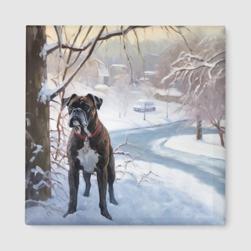 Boxer Let It Snow Christmas Magnet