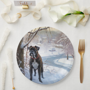 Boxer Let It Snow Christmas Paper Plates