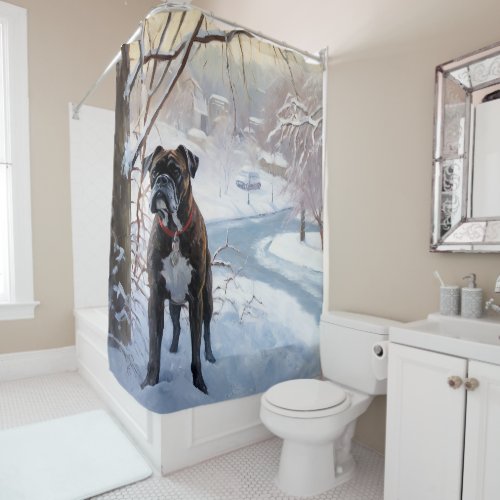 Boxer Let It Snow Christmas Shower Curtain