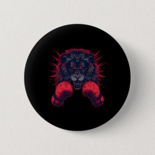 Boxer Lion Portrait Motif Wildlife Kickboxing Love Button