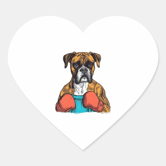 Boxer Love Apparel Adorable Boxer Portrait Heart Sticker (Front)