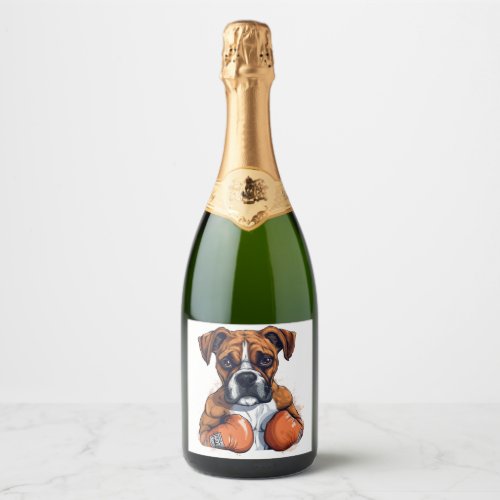 Boxer Love Apparel _ Cute Boxer Dog Design Sparkling Wine Label