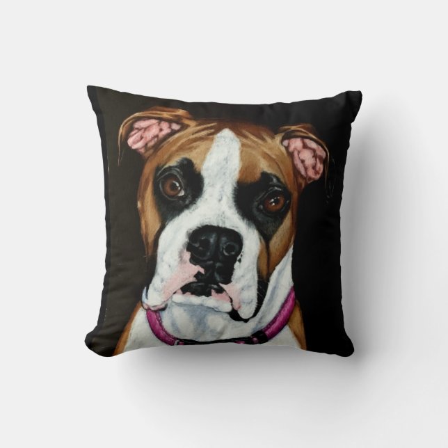 Boxer Love Throw Pillow (Front)