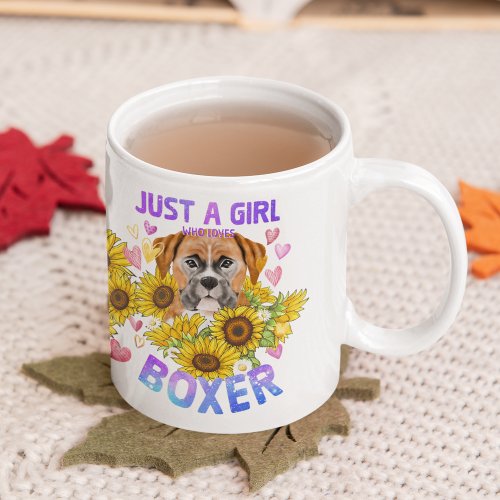 Boxer Lover Sunflower Dog Trainer Floral Coffee Mug