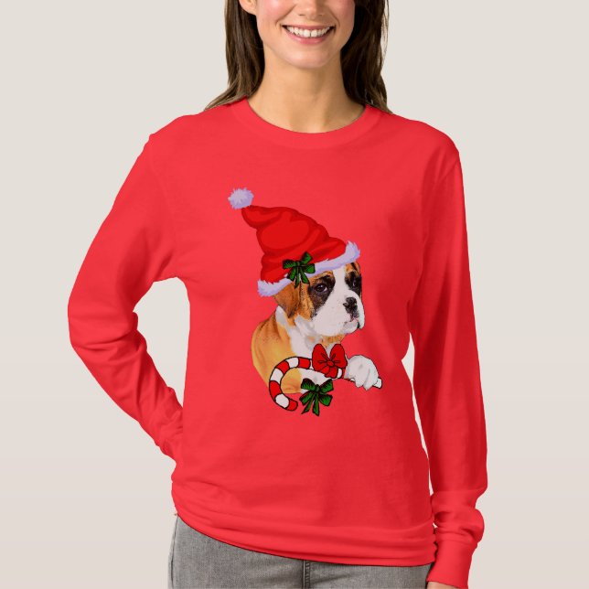 Boxer Lovers Christmas Merry T-Shirt (Front)