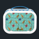 Boxer Lunch Box<br><div class="desc">Cute cartoon style Boxer with a scattering of bones and paw tracks. This design is intended to tile seamlessly.</div>