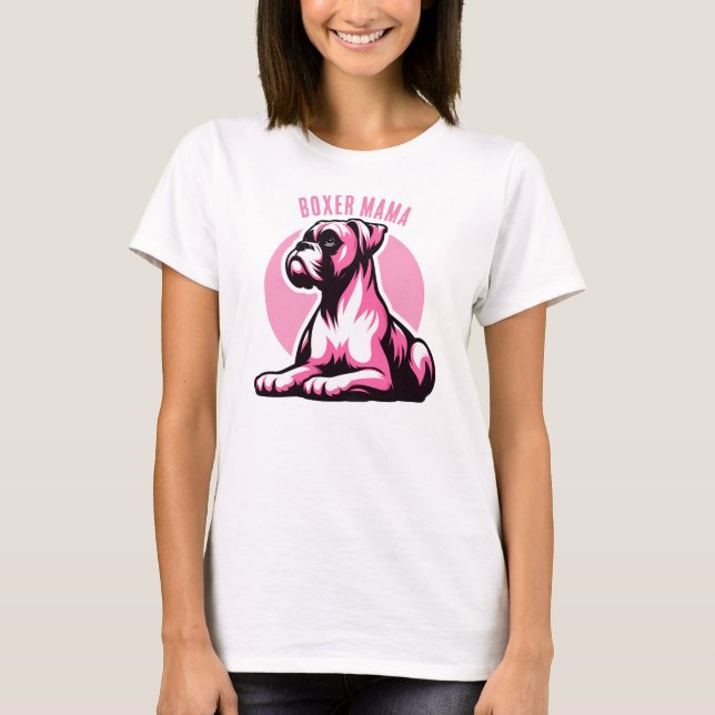 Boxer Mama: Cute Pink Boxer Dog Silhouette   T-Shirt (Front)