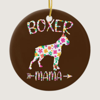 Boxer Mama Floral Dog Mom Mothers Day  Ceramic Ornament