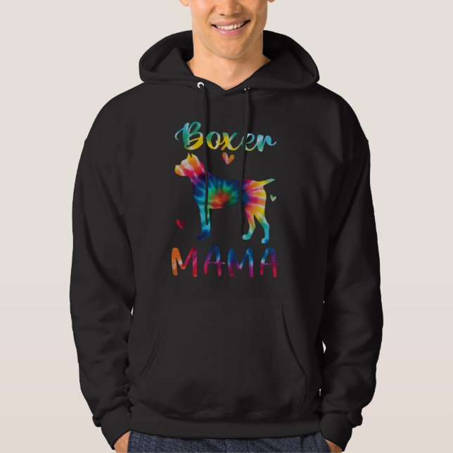 Boxer Mama Tie Dye Dog Mom Mothers Day Hoodie (Front)