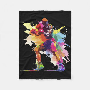 Boxer Man Boxing Paint Splash Kickboxer Kickboxing Fleece Blanket