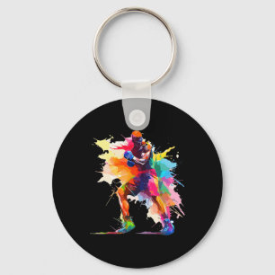 Boxer Man Boxing Paint Splash Kickboxer Kickboxing Keychain