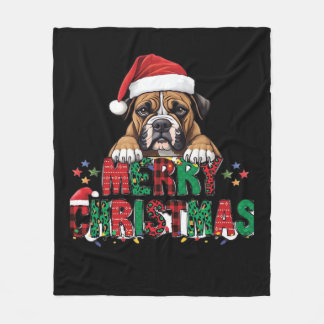 Boxer - Merry Christmas Dog Oversized T-Shirt Fleece Blanket