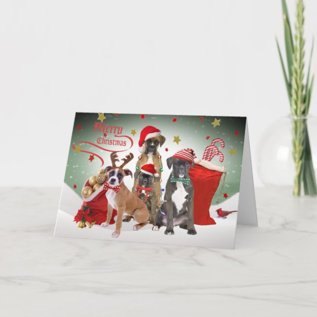 Boxer Merry Christmas Greeting Cards (Front)