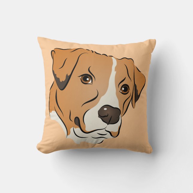 Boxer Mix Graphic Dog Portrait Throw Pillow (Front)