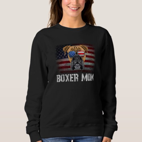 Boxer Mom American Boxer Dog Us Flag 4th Of July Sweatshirt