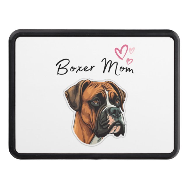 boxer mom - boxer dog   hitch cover (Front)