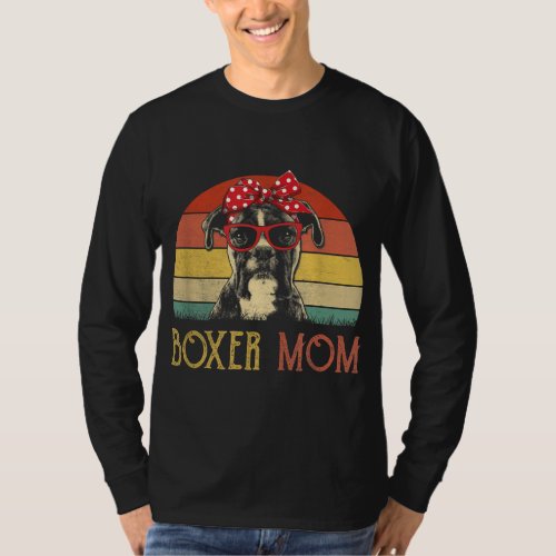 Boxer Mom Boxer Dog Mom Lover Gift Vintage Retro T_Shirt