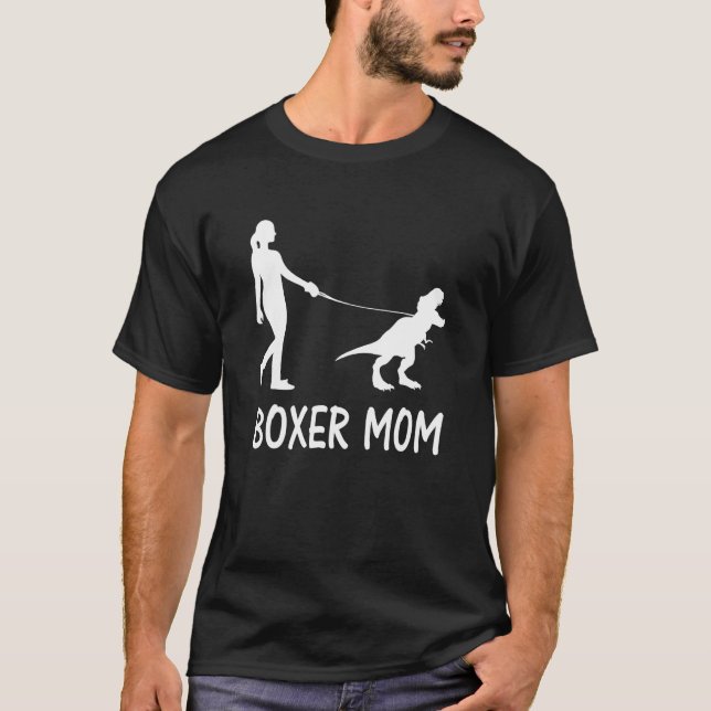 Boxer Mom Dog Boxer Mama Dinosaur Women Mother's D T-Shirt (Front)