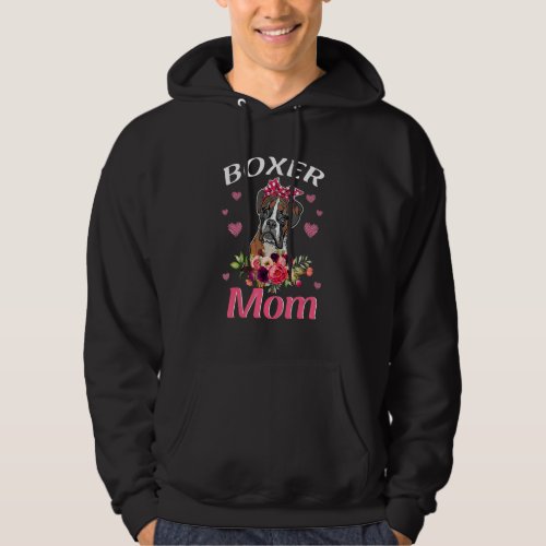 Boxer Mom Dog Floral Mothers Day Dog Mom Hoodie