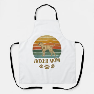 Boxer Mom Dog Retro Sunset Paw Prints_1 Apron