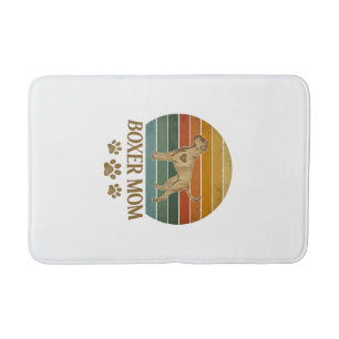 Boxer Mom Dog Retro Sunset Paw Prints_1 Bath Mat