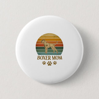 Boxer Mom Dog Retro Sunset Paw Prints_1 Button