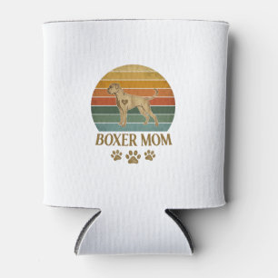 Boxer Mom Dog Retro Sunset Paw Prints_1 Can Cooler