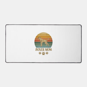Boxer Mom Dog Retro Sunset Paw Prints_1 Desk Mat