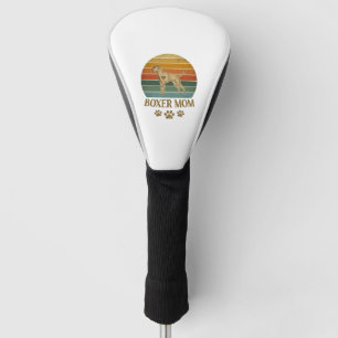 Boxer Mom Dog Retro Sunset Paw Prints_1 Golf Head Cover